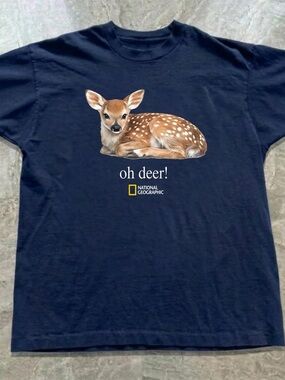 Gildan National Geographic Navy Blue Fawn Graphic Tee